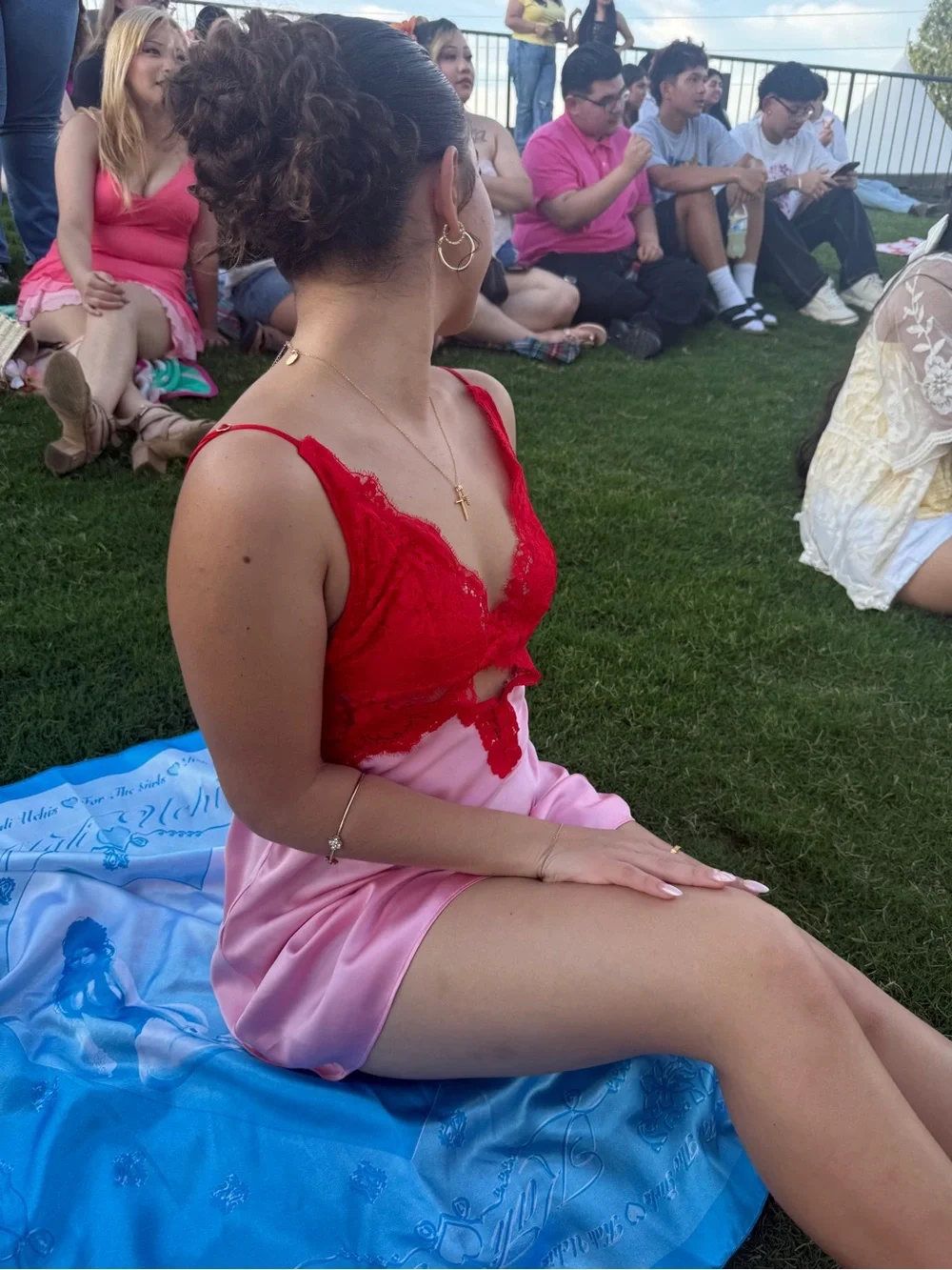 Victoria's Secret Red Lace & Pink Satin Chemise